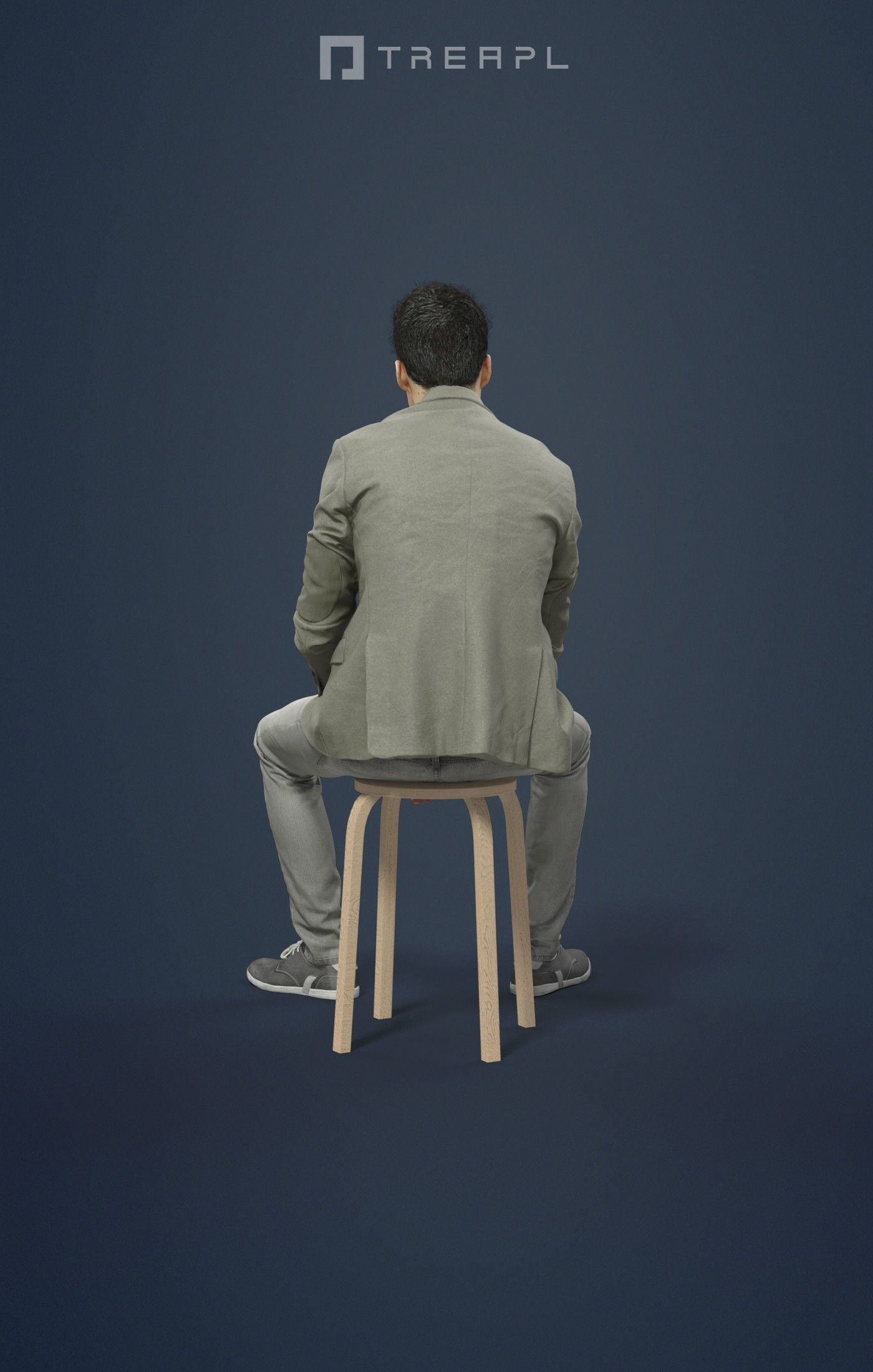Prime Smart Casual Man In Green Jacket Sitting And Observing 3D model_2