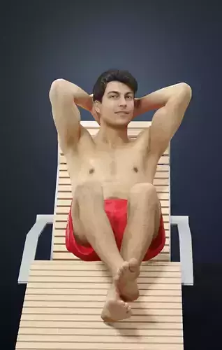 Prime A Man Laying On A Lounge Chair In Red Bermuda Shorts 3D model