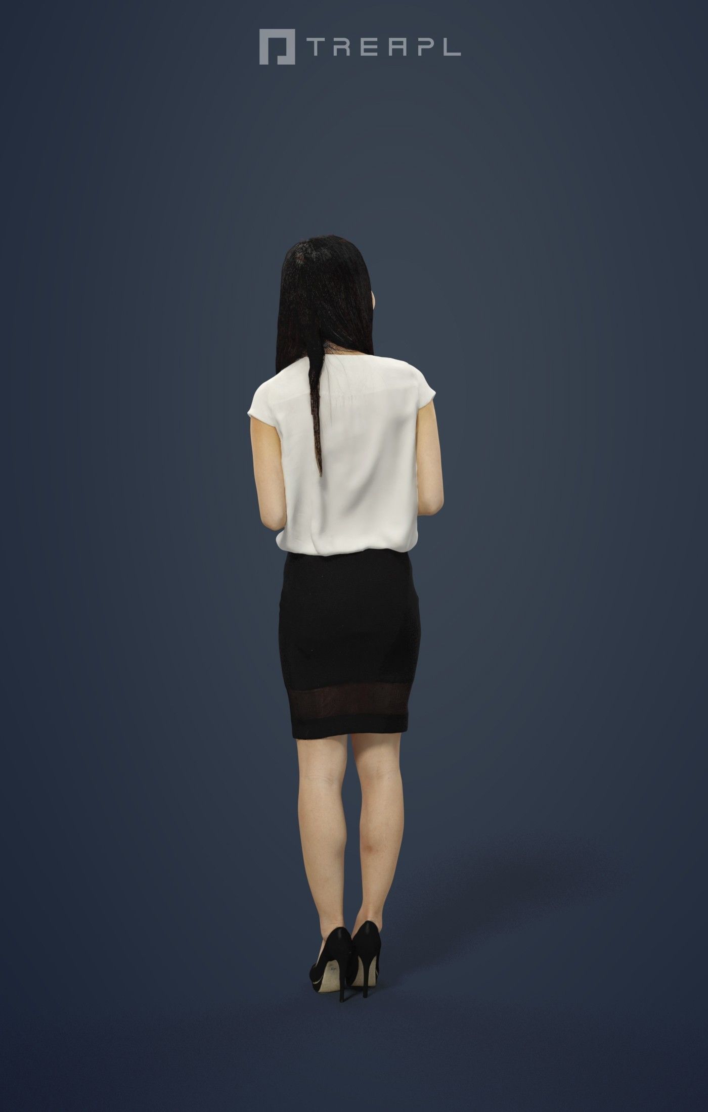 Passion an Asian Business Woman Standing While Listening 3D model_2