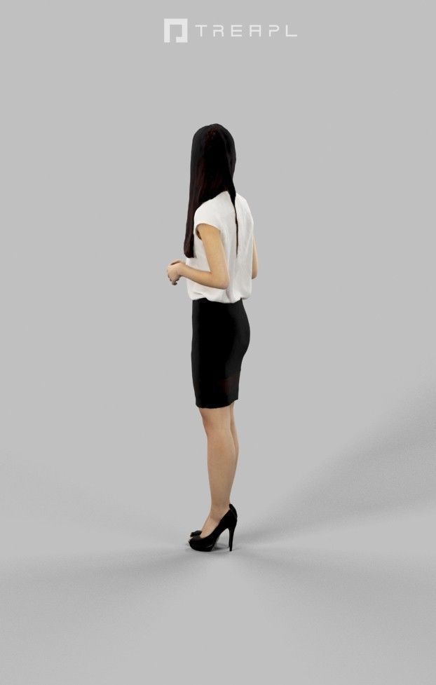 Passion an Asian Business Woman Standing While Listening 3D model_7