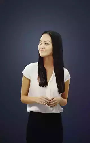 Passion an Asian  Business Woman Standing While Listening 3D model