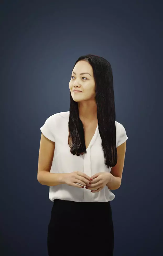 Passion an Asian Business Woman Standing While Listening 3D model_0