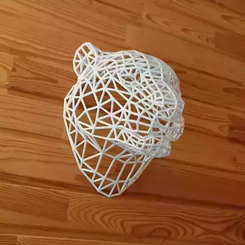 WireFrame Tiger Head Low Poly