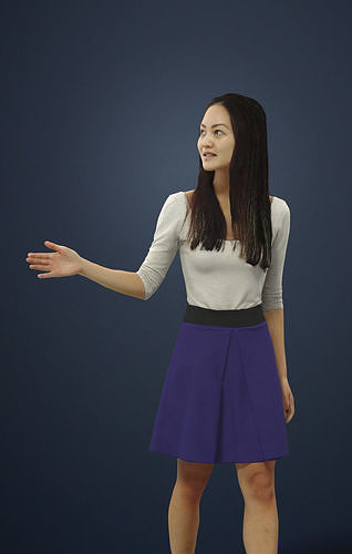 Passion Casual Asian Female Walking Explaining 3D model