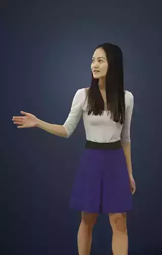 Passion Casual Asian Female Walking Explaining 3D model