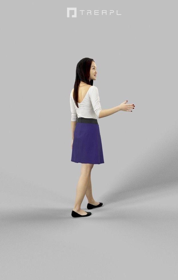 Passion Casual Asian Female Walking Explaining 3D model_5