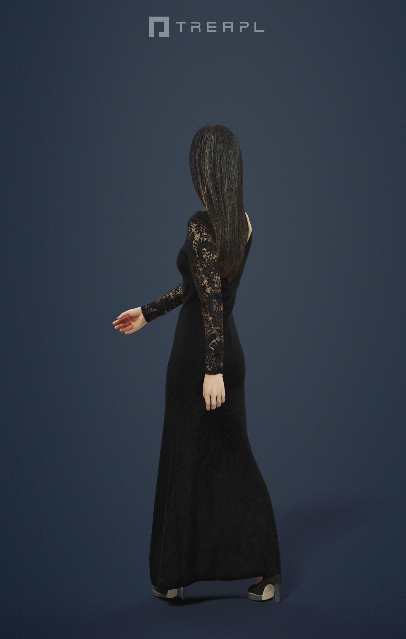 Passion Elegant Far East Asian Lady Walking 3D model_2