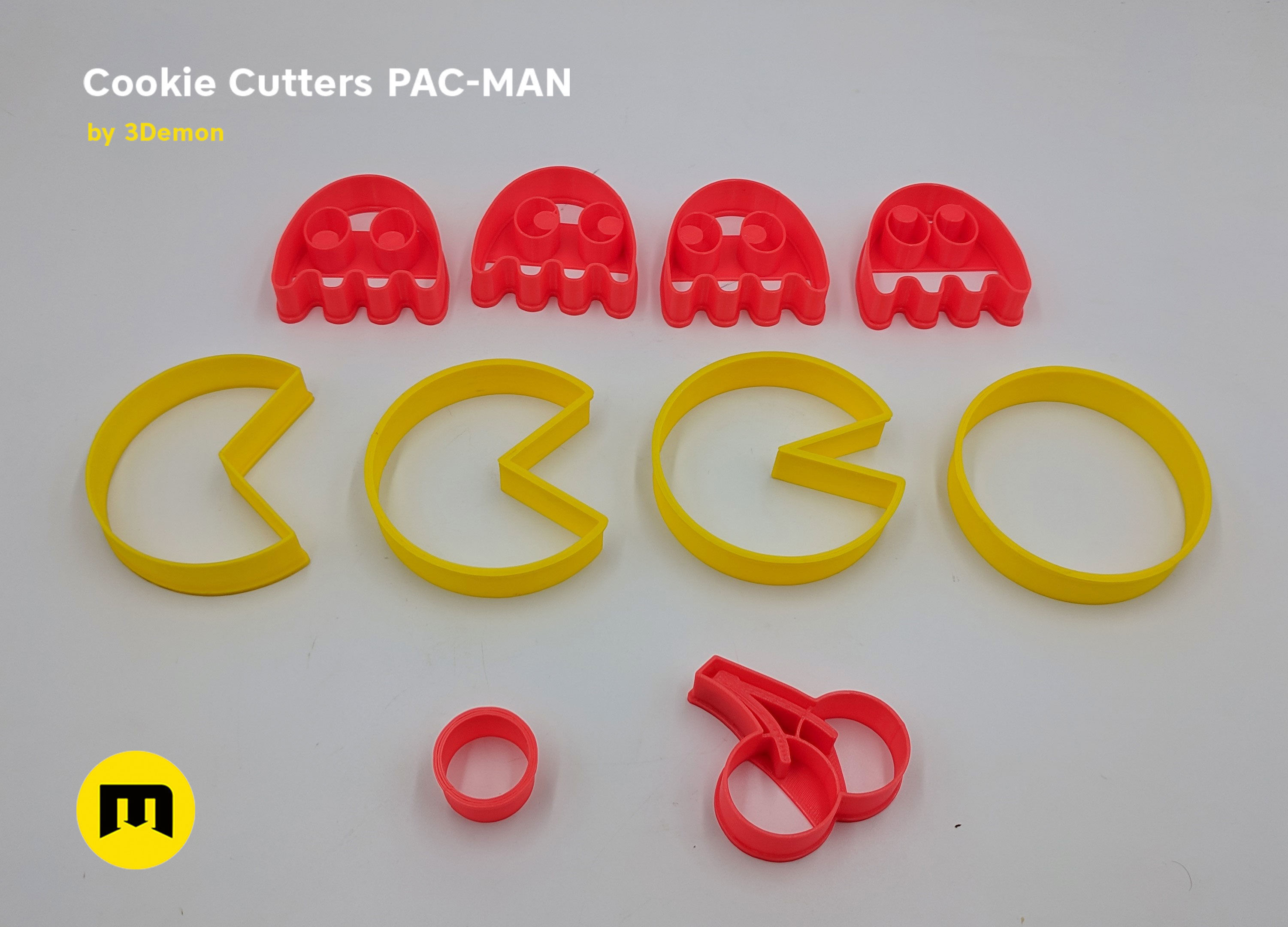 Pac-Man Cookie Cutters Set 3D print model_2