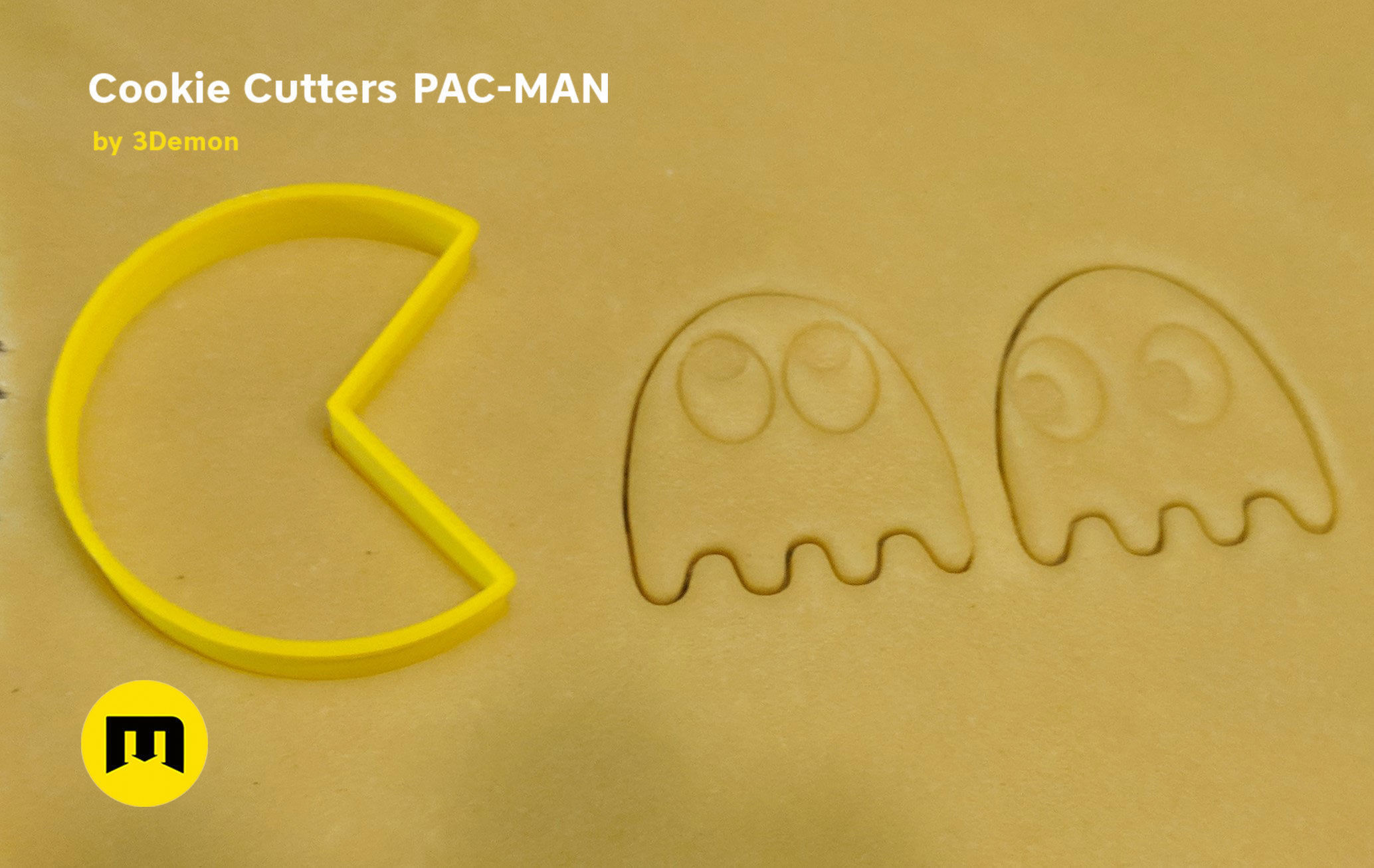 Pac-Man Cookie Cutters Set 3D print model_1