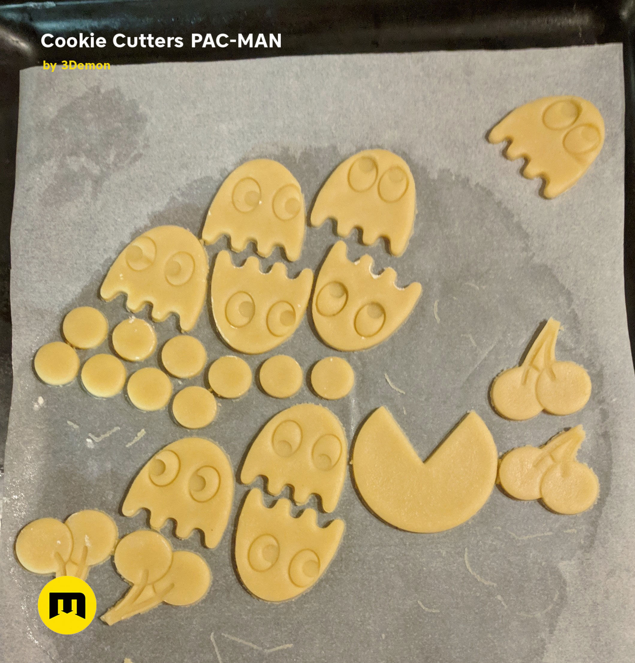 Pac-Man Cookie Cutters Set 3D print model_3