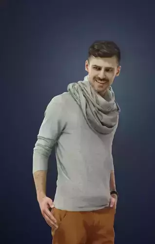 Posture A Man Dressed In A Casual Outfit Standing Listening 3D model