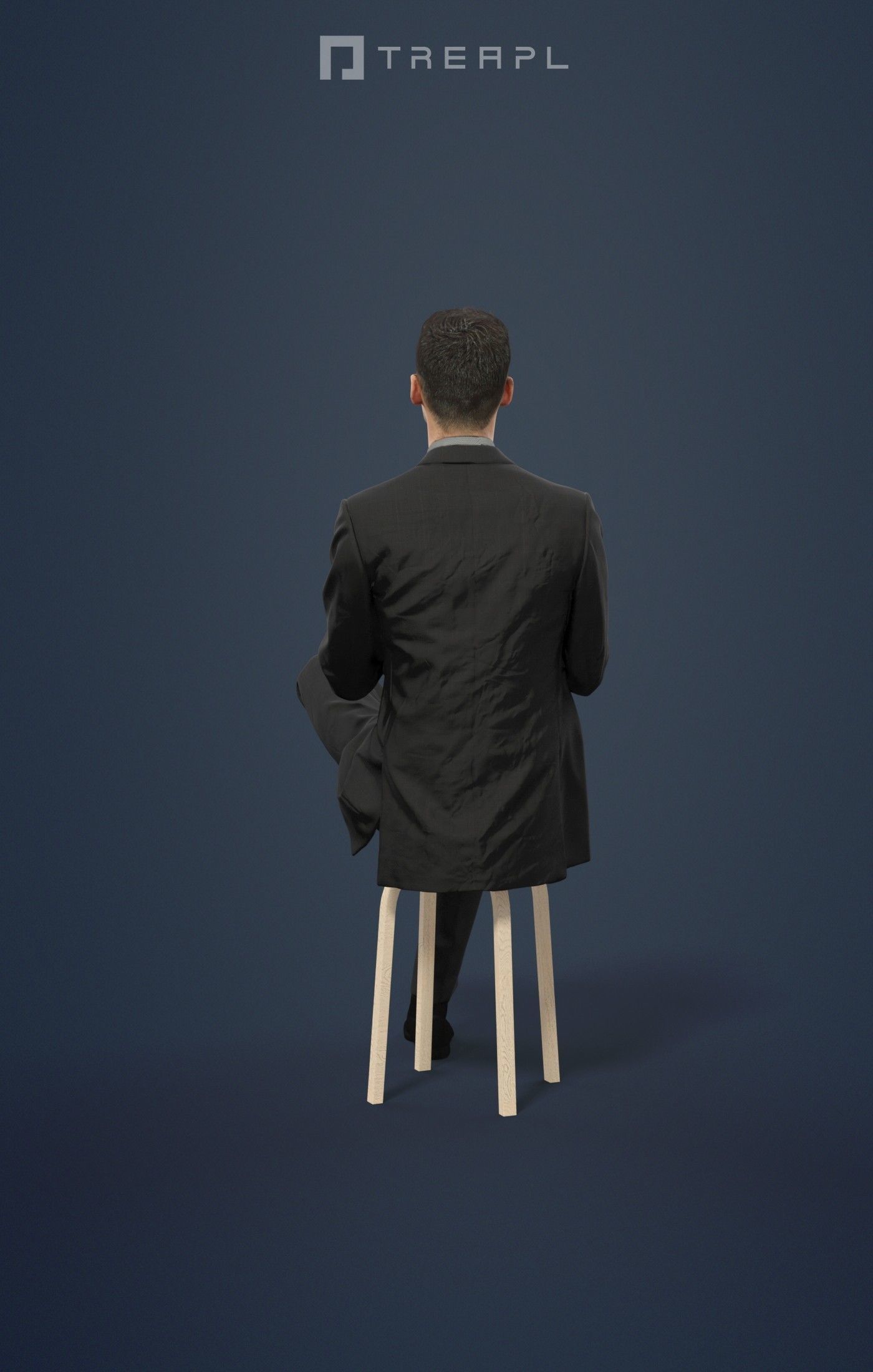 Posture Elegant Man In A Black Suit Sitting And Clapping 3D model_2