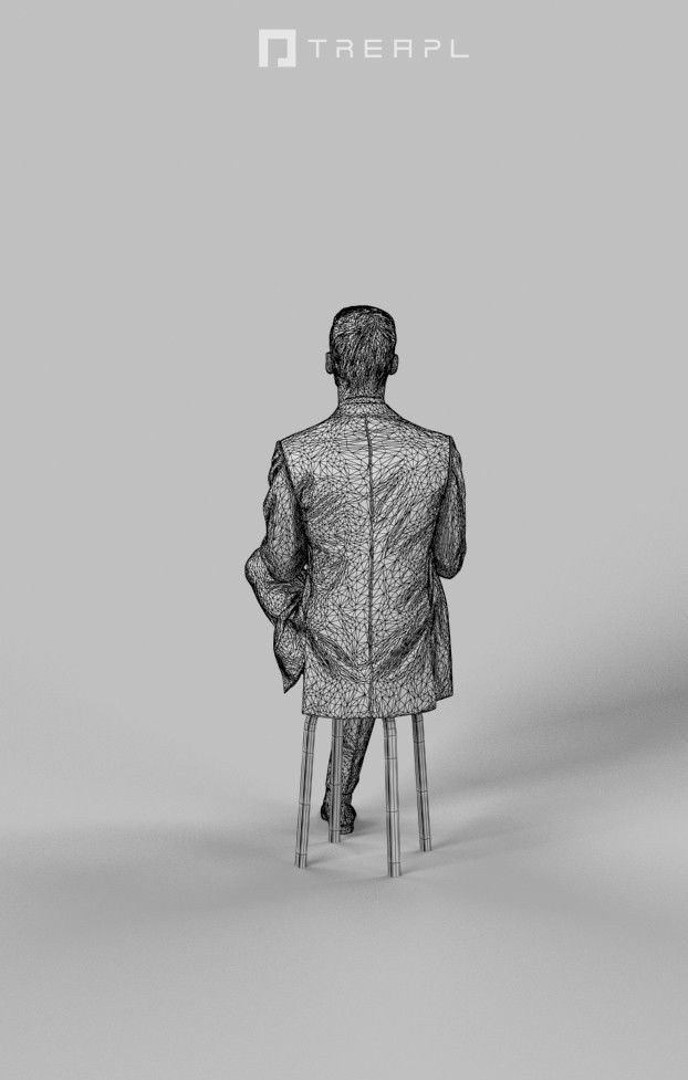 Posture Elegant Man In A Black Suit Sitting And Clapping 3D model_10