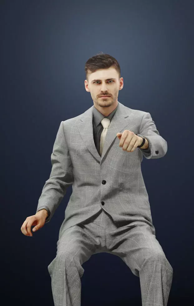 Posture An Elegant Business Man Driving A Car 3D model_0