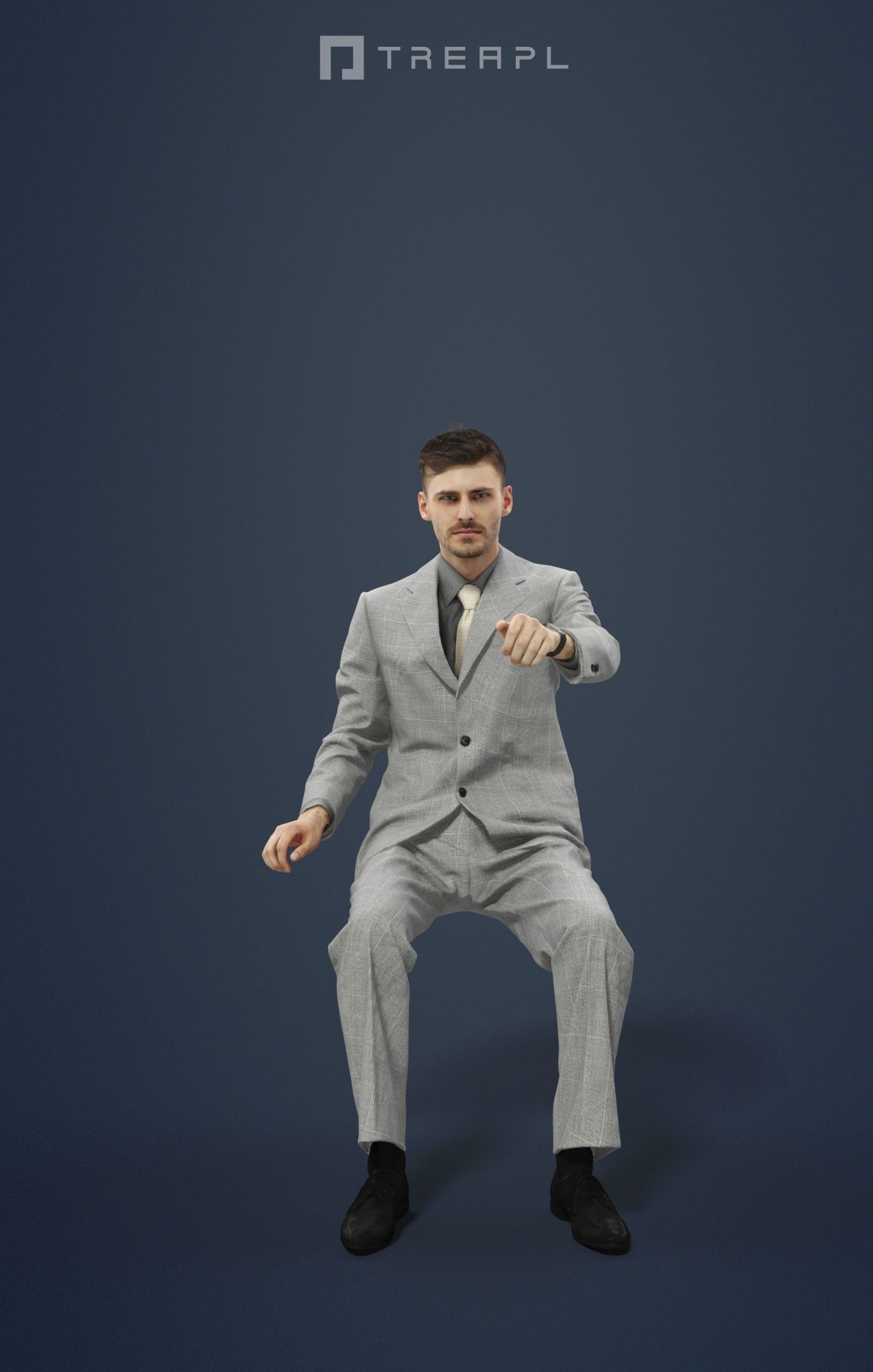 Posture An Elegant Business Man Driving A Car 3D model_1