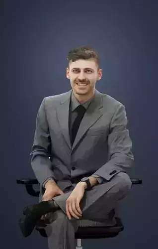 Posture A Caucasian Male Sitting At His Desk listening laughing 3D model