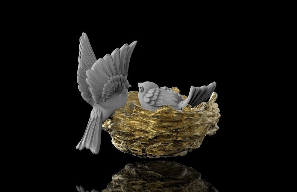  birds in the nest 3D print model_3