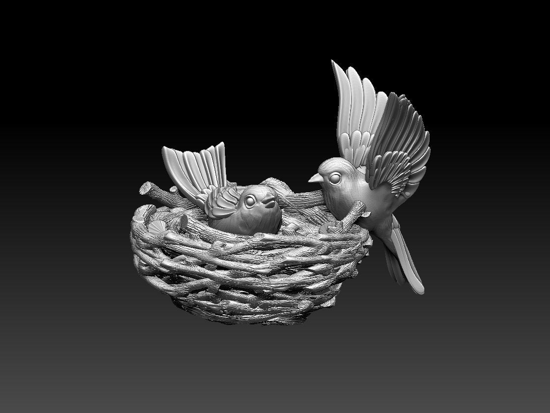  birds in the nest 3D print model_40