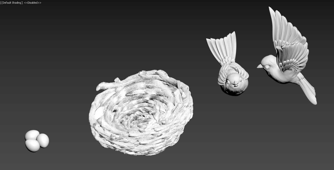  birds in the nest 3D print model_46