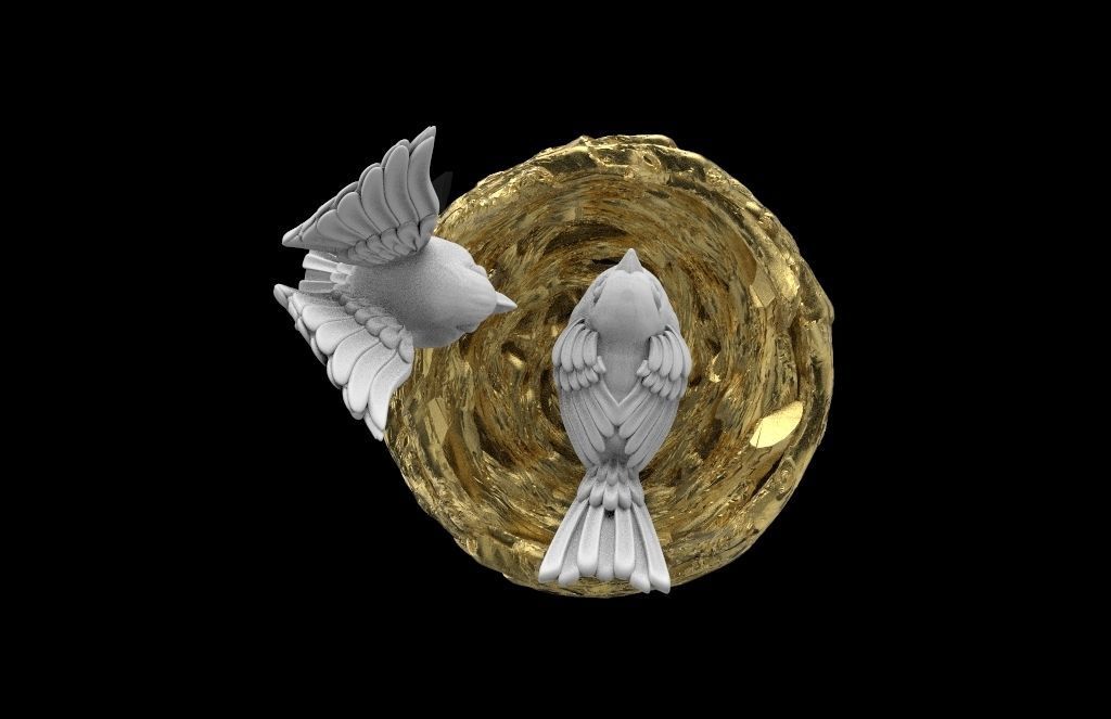  birds in the nest 3D print model_2