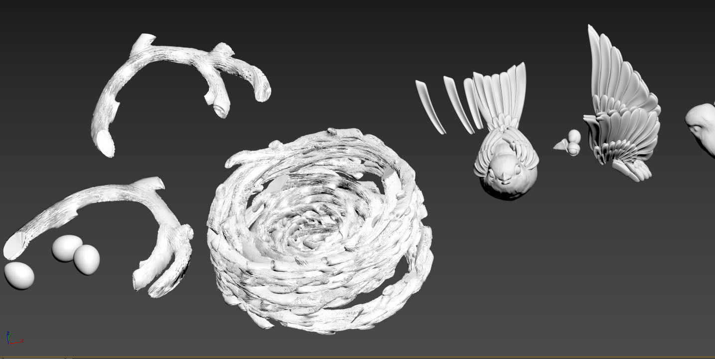  birds in the nest 3D print model_29