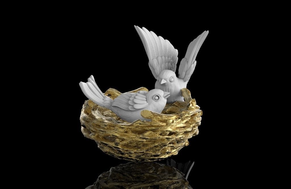  birds in the nest 3D print model_1