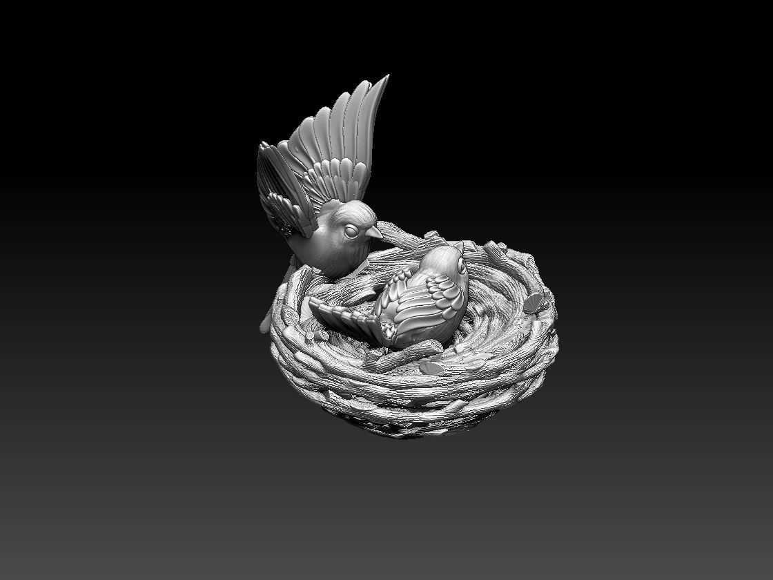  birds in the nest 3D print model_13