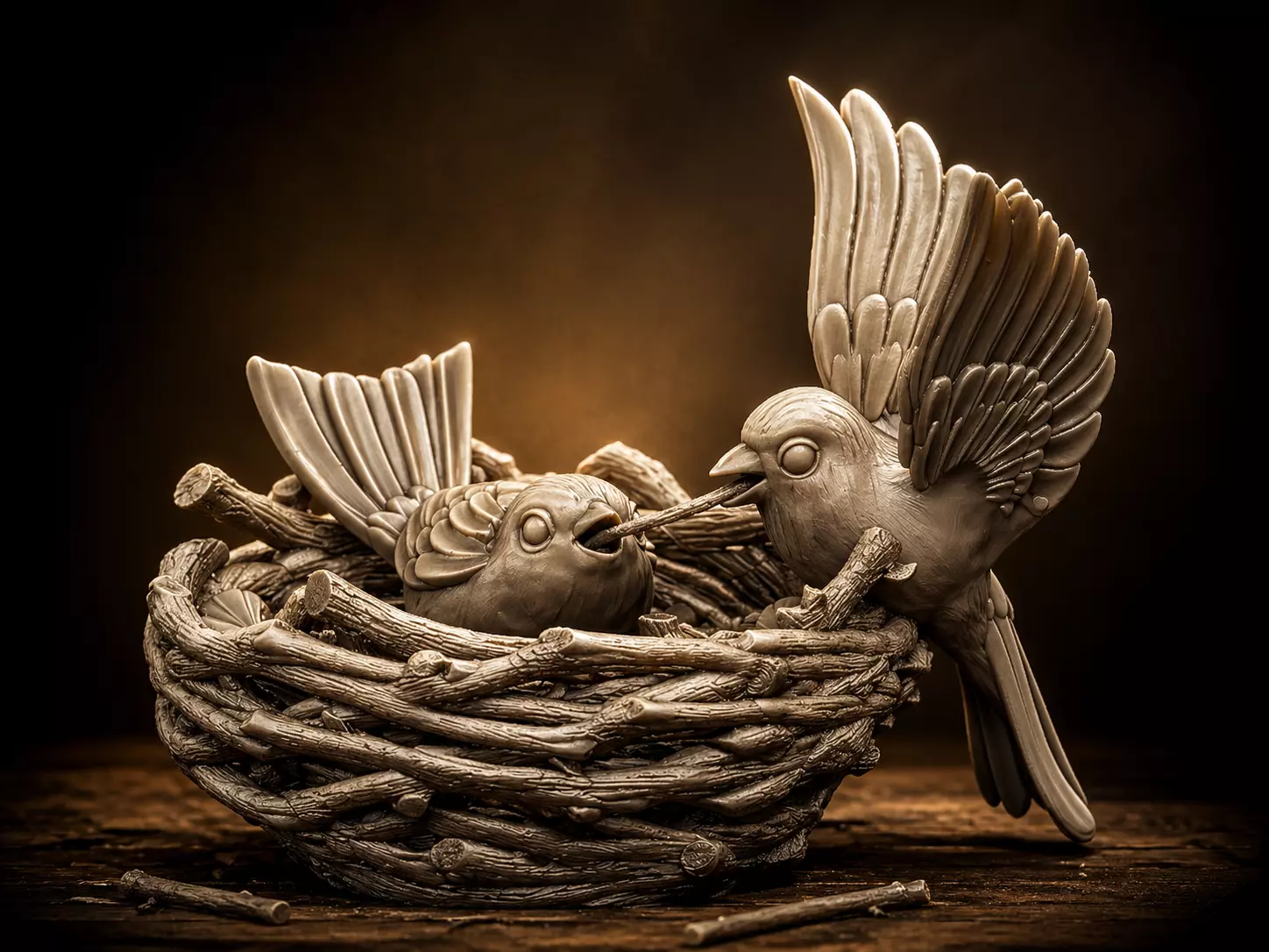 birds in the nest 3D print model