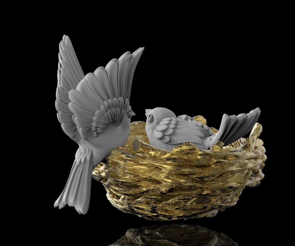  birds in the nest 3D print model_9