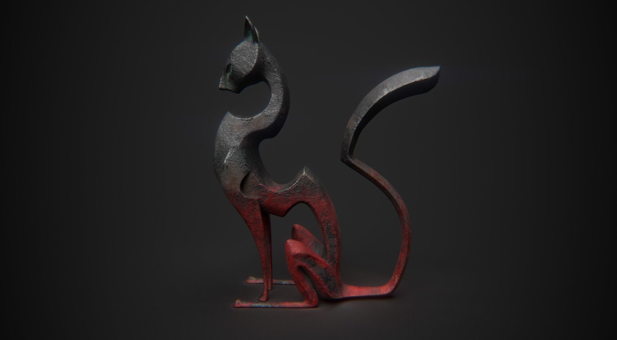 Cat statuette 3D model_2