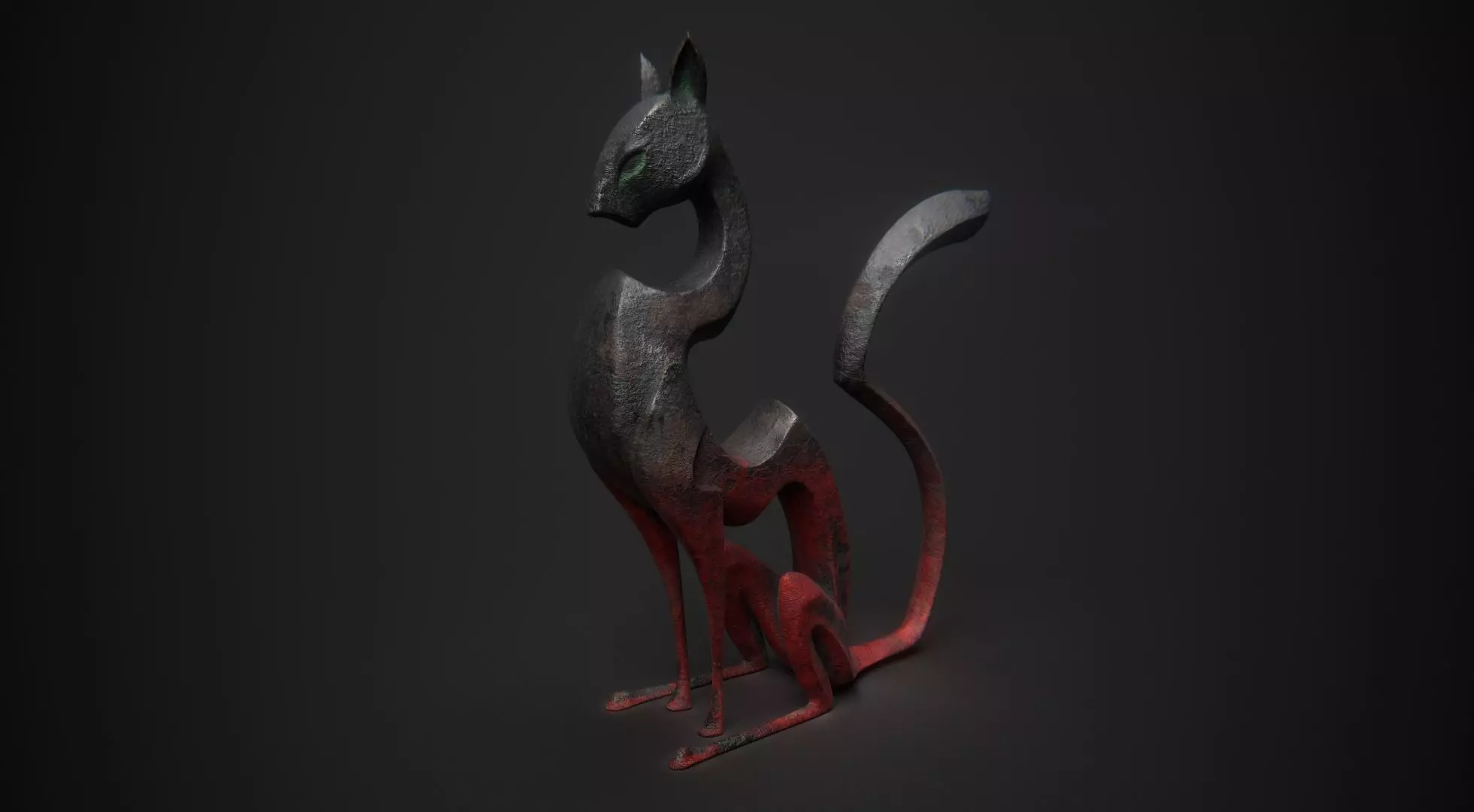Cat statuette 3D model_0