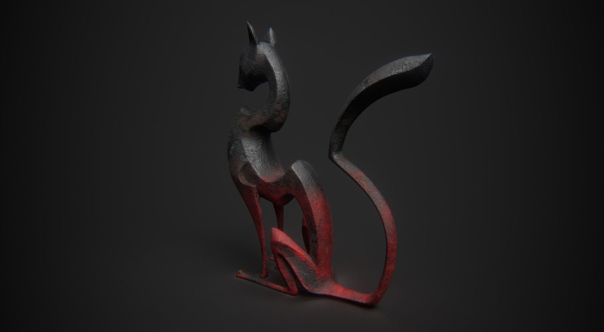 Cat statuette 3D model_3