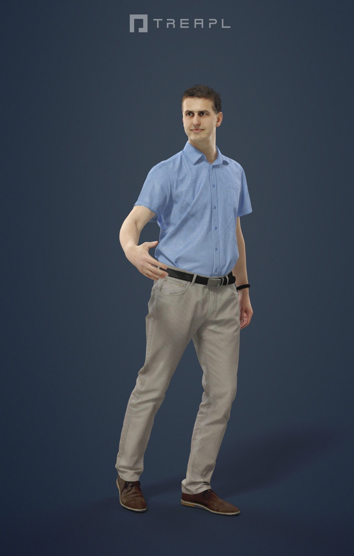 Romance Casual Man Walking holding his partner 3D model_1