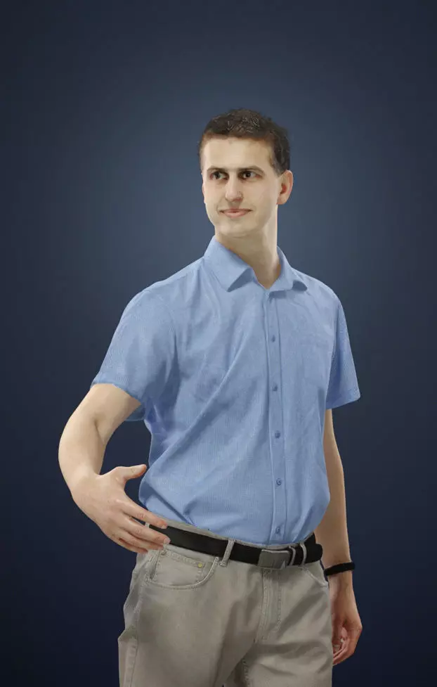 Romance Casual Man Walking holding his partner 3D model_0