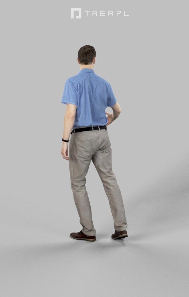 Romance Casual Man Walking holding his partner 3D model_6
