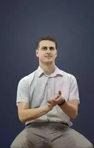 Romance Casual Caucasian Male Sitting And Clapping 3D model