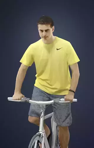 Romance A Casual Man Riding A Bike 3D model