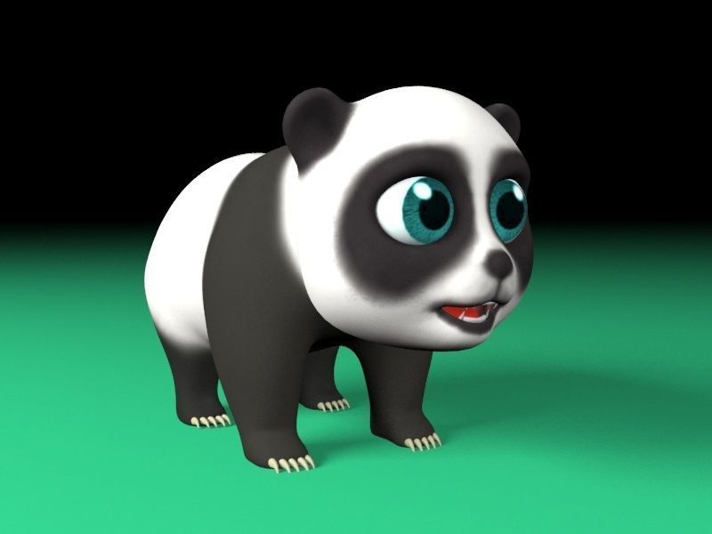 Cartoon panda Low-poly 3D model_5