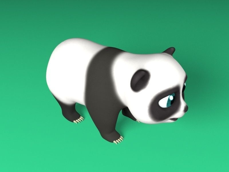 Cartoon panda Low-poly 3D model_3