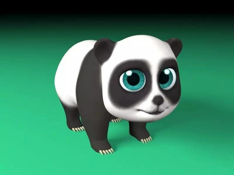 Cartoon panda Low-poly 3D model_0