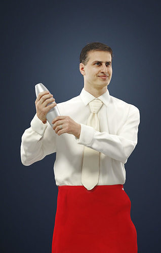 Romance A Male Barman Standing While Preparing A Cocktail 3D model