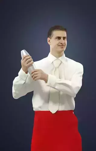 Romance A Male Barman Standing While Preparing A Cocktail 3D model