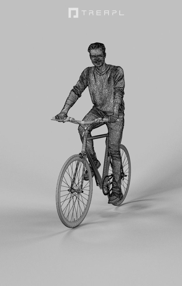 Casual Man Riding His Bicycle Virtue 3D model_9