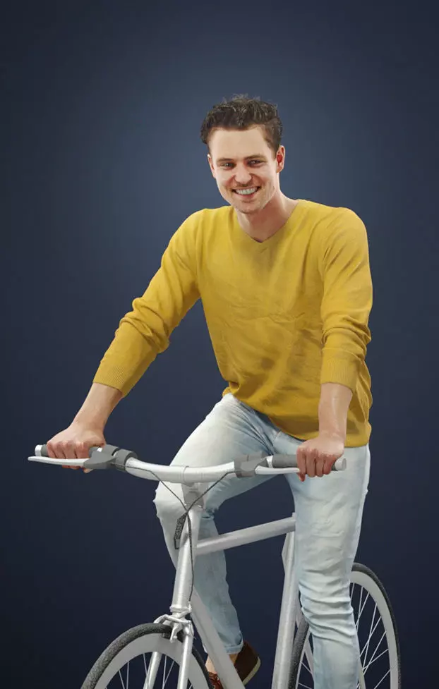 Casual Man Riding His Bicycle Virtue 3D model_0