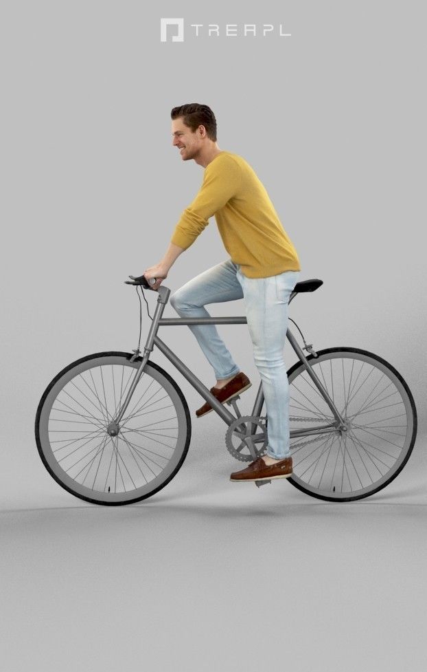 Casual Man Riding His Bicycle Virtue 3D model_8