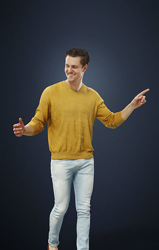 Virtue A Casual Man Walking Dressed In A Yellow Sweater 3D model