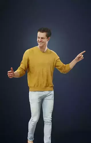Virtue A Casual Man Walking Dressed In A Yellow Sweater 3D model