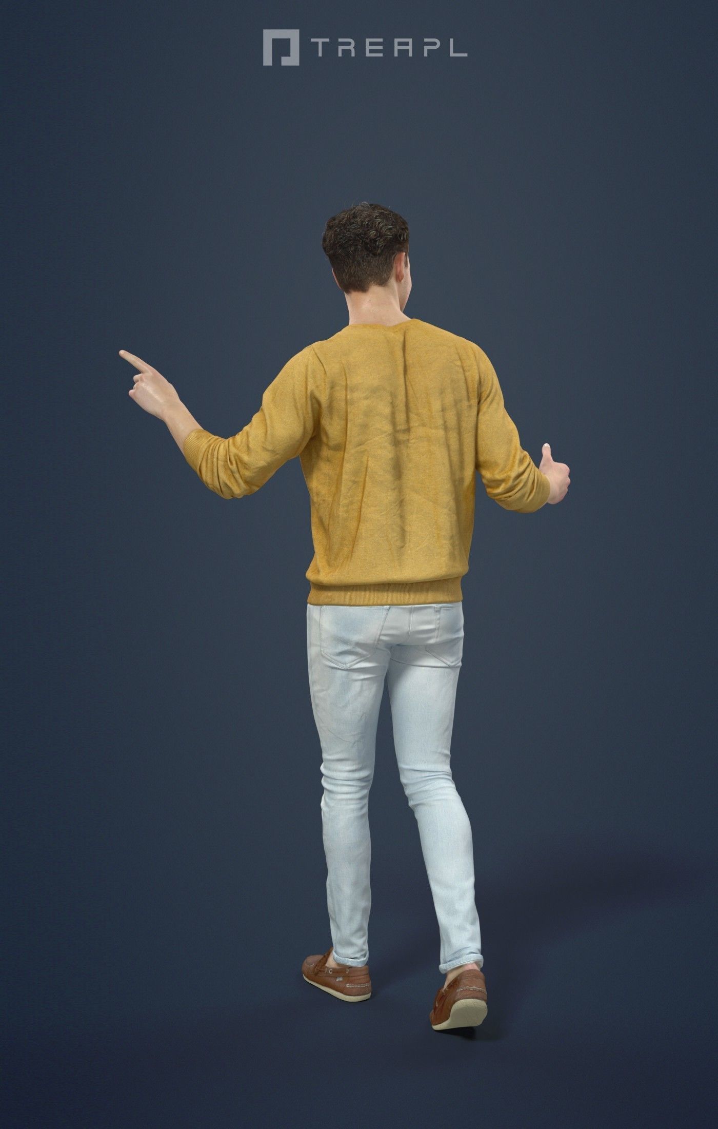 Virtue A Casual Man Walking Dressed In A Yellow Sweater 3D model_2