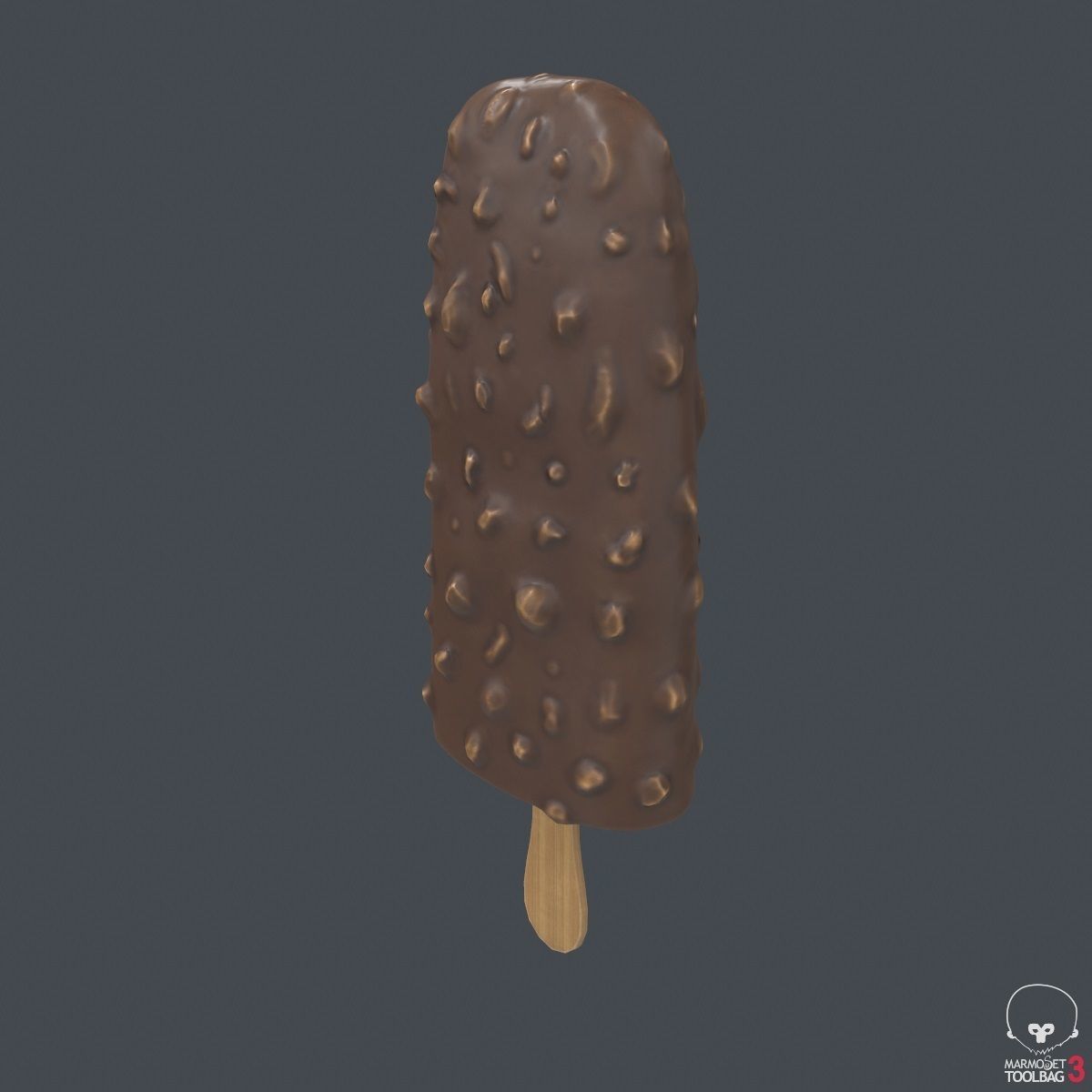 Ice cream bar almond Low-poly 3D model_8