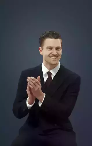 Virtue Elegant Business Man In A Black Suit Sitting And Clapping 3D model